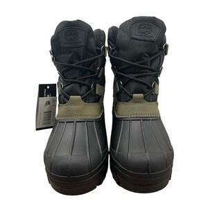 Polar Range Peak-01 Mens Winter Boots Waterproof Duck Boots Olive Black Size 11